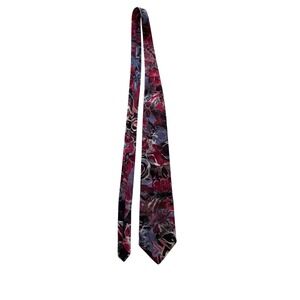 Executive‎ Club by Manhattan Abstract Floral Polyester Neck Tie Burgundy Purple